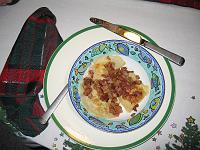  2007 Pierogi Party - We are about to eat a few of them, covered in onions and bacon. Yumm!